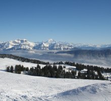 Le Semnoz en hiver, Mont Blanc au loin