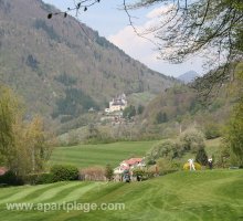 The golf course at Talloires, castle in the background